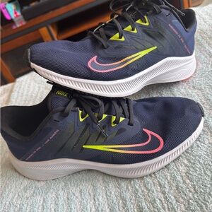 Nike Navy and Neon Yellow/Pink Running Shoes